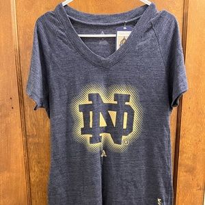 NWT Adidas Women’s V-Neck Short Sleeve University of Notre Dame TShirt Size XL